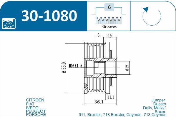 Polia do alternador IJS ref. 30-1080