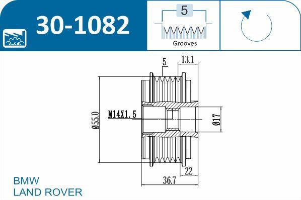 Polia do alternador IJS ref. 30-1082