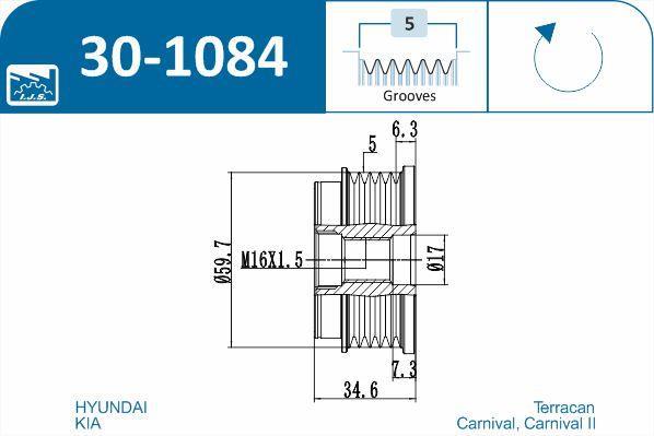 Polia do alternador IJS ref. 30-1084