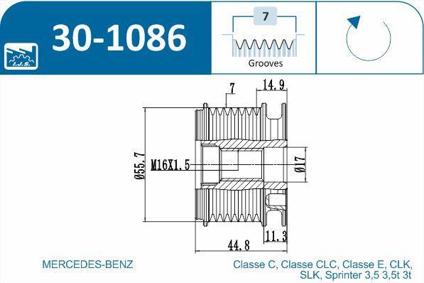 Polia do alternador IJS ref. 30-1086