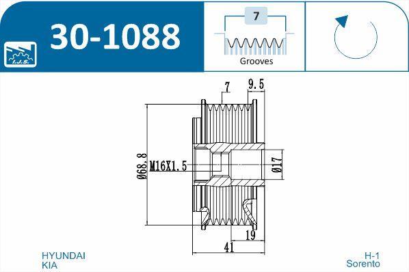 Polia do alternador IJS ref. 30-1088