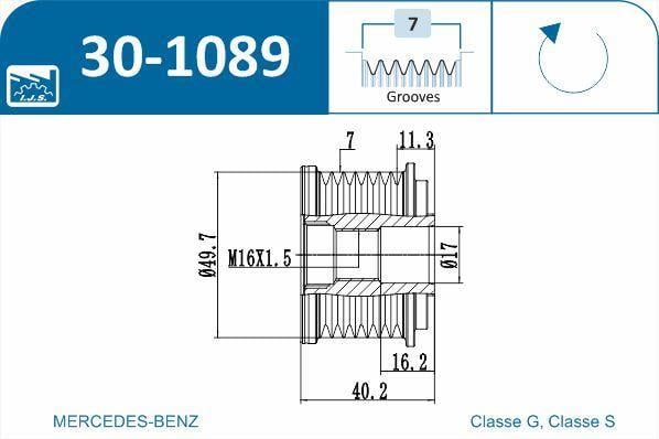 Polia do alternador IJS ref. 30-1089
