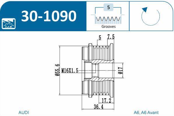 Rueda libre alternador IJS ref. 30-1090
