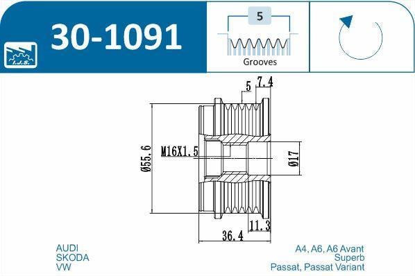 Polia do alternador IJS ref. 30-1091