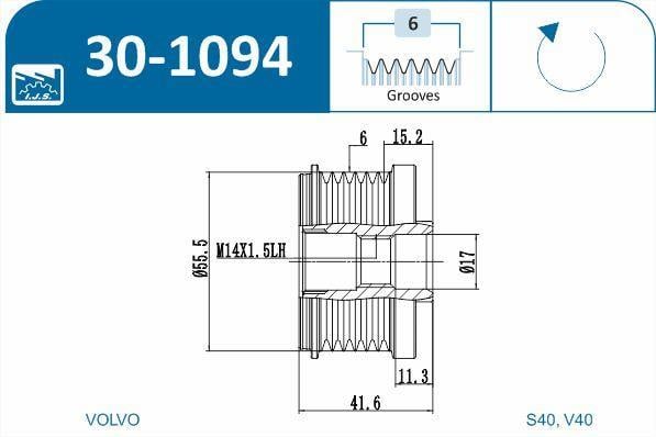 Polia do alternador IJS ref. 30-1094