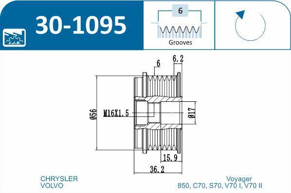 Polia do alternador IJS ref. 30-1095