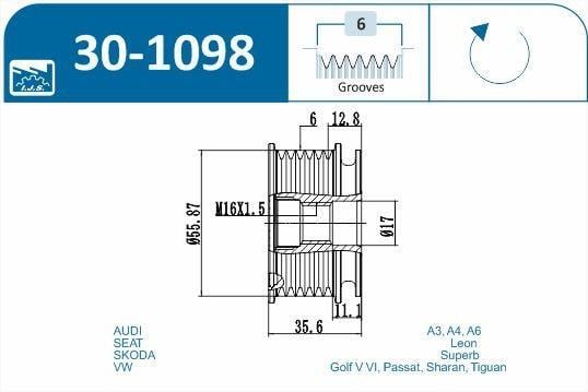Polia do alternador IJS ref. 30-1098