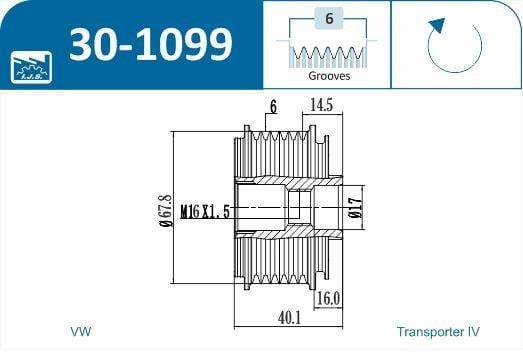 Polia do alternador IJS ref. 30-1099