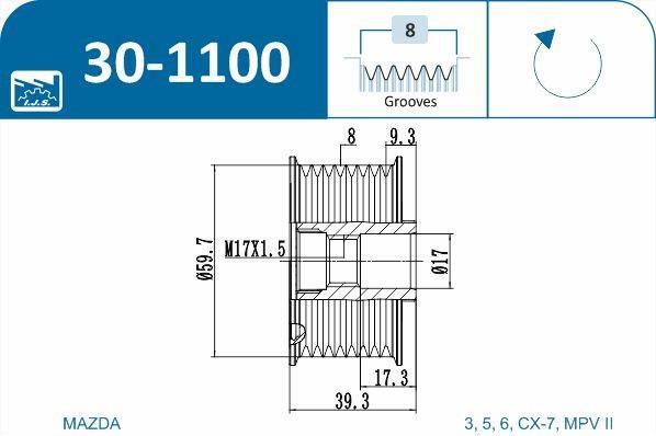 Polia do alternador IJS ref. 30-1100