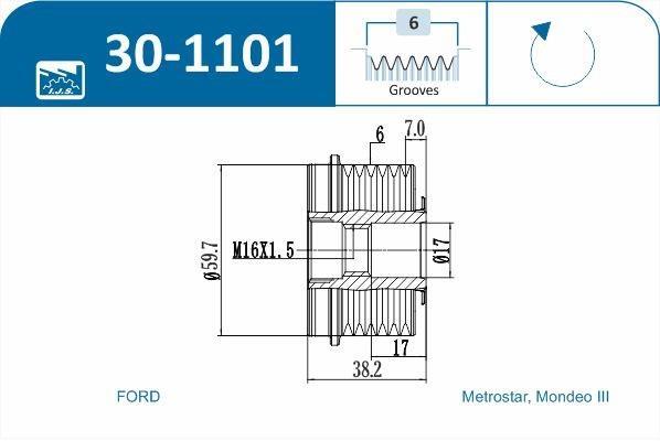 Polia do alternador IJS ref. 30-1101