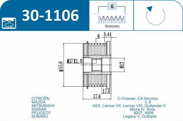 Polia do alternador IJS ref. 30-1106