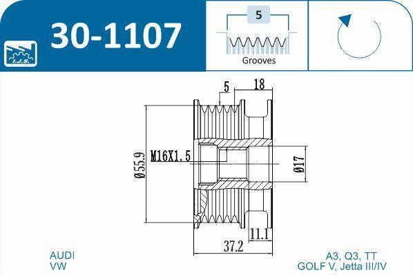 Polia do alternador IJS ref. 30-1107