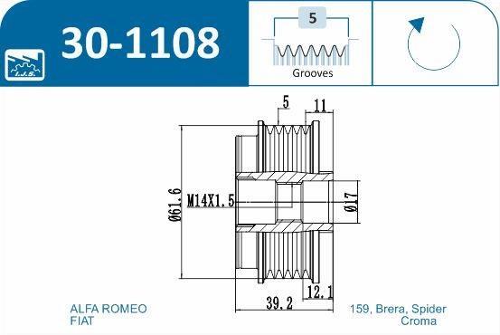 Polia do alternador IJS ref. 30-1108
