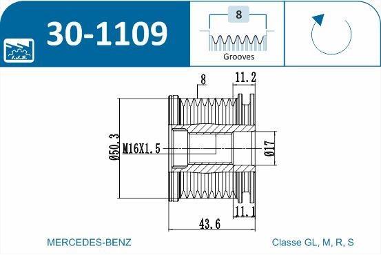Polia do alternador IJS ref. 30-1109