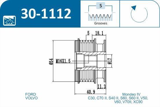 Polia do alternador IJS ref. 30-1112