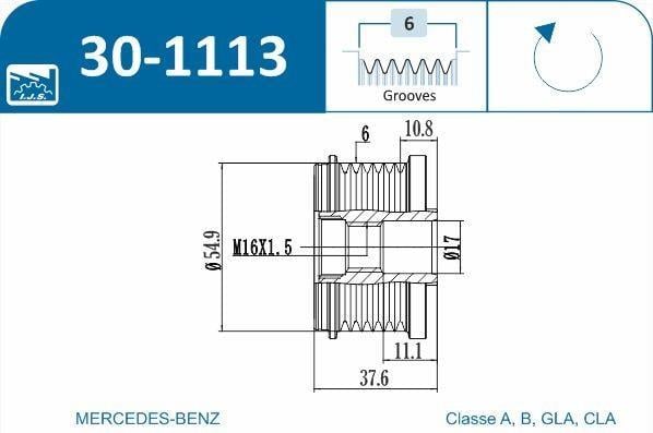 Polia do alternador IJS ref. 30-1113