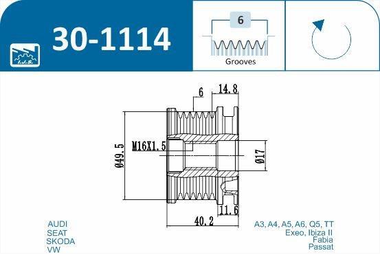 Rueda libre alternador IJS ref. 30-1114