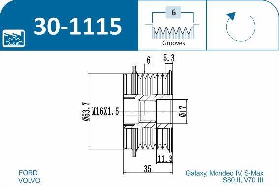 Polia do alternador IJS ref. 30-1115