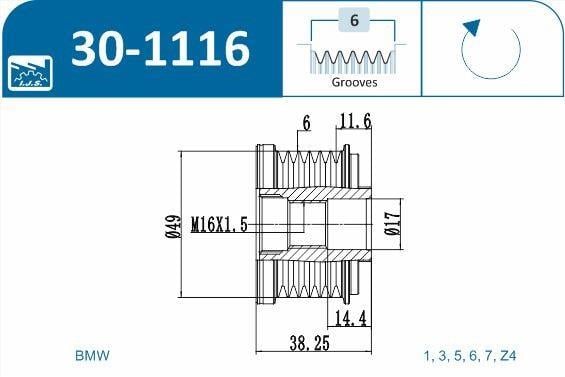 Polia do alternador IJS ref. 30-1116