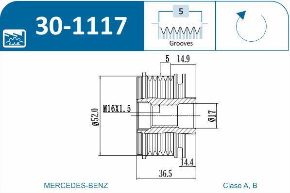 Rueda libre alternador IJS ref. 30-1117