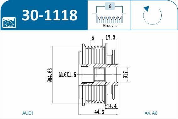 Polia do alternador IJS ref. 30-1118