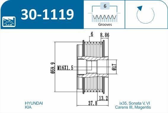 Polia do alternador IJS ref. 30-1119