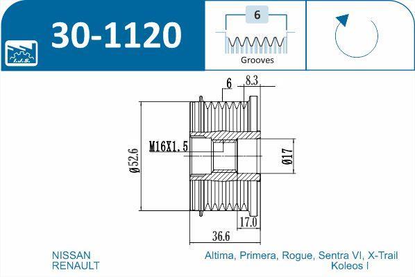 Polia do alternador IJS ref. 30-1120
