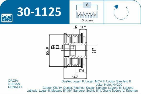 Rueda libre alternador IJS ref. 30-1125