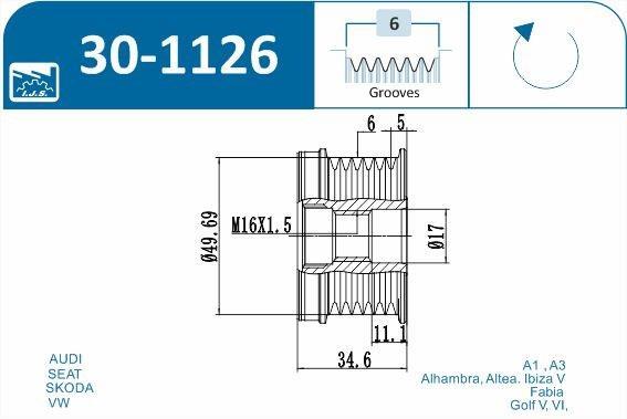 Polia do alternador IJS ref. 30-1126