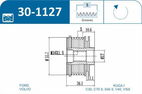 Polia do alternador IJS ref. 30-1127