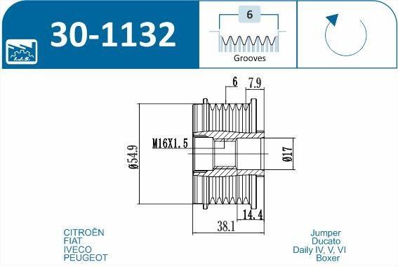 Polia do alternador IJS ref. 30-1132