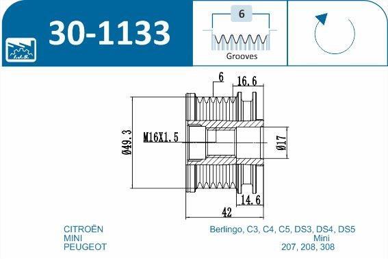 Polia do alternador IJS ref. 30-1133