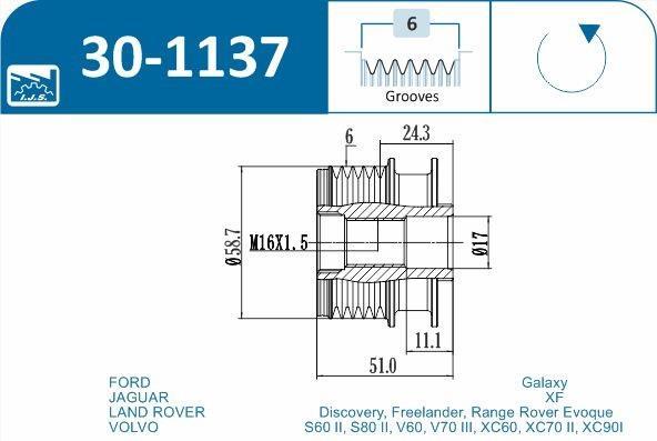 Polia do alternador IJS ref. 30-1137