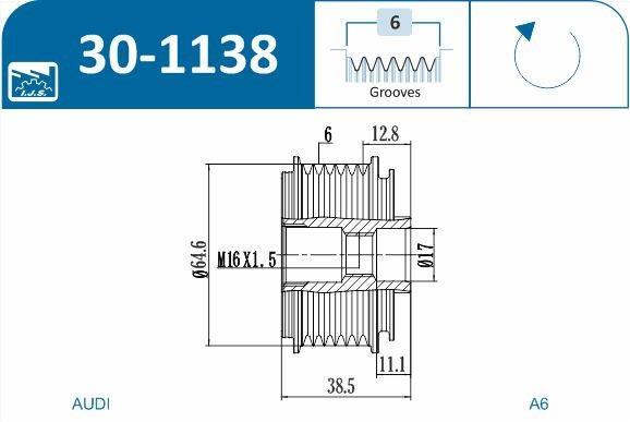 Polia do alternador IJS ref. 30-1138