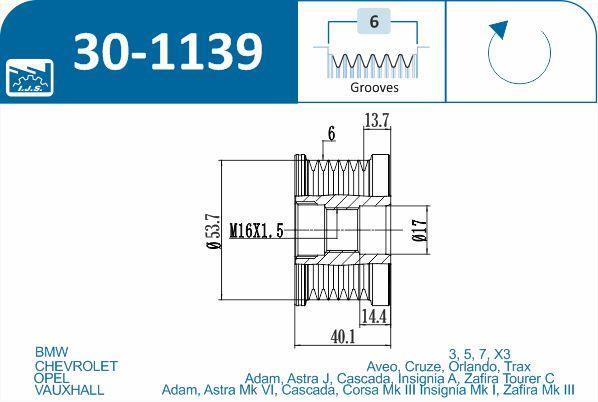 Polia do alternador IJS ref. 30-1139