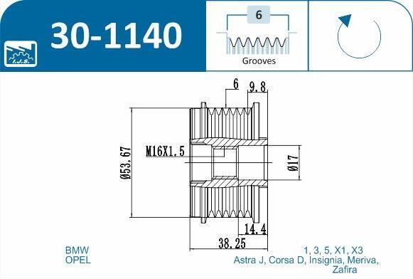 Polia do alternador IJS ref. 30-1140