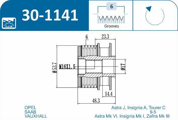 Polia do alternador IJS ref. 30-1141