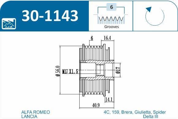 Polia do alternador IJS ref. 30-1143