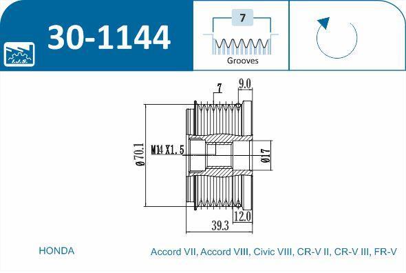Polia do alternador IJS ref. 30-1144