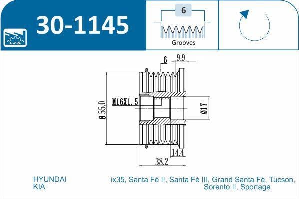 Polia do alternador IJS ref. 30-1145