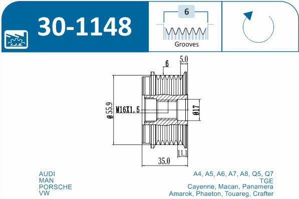 Polia do alternador IJS ref. 30-1148