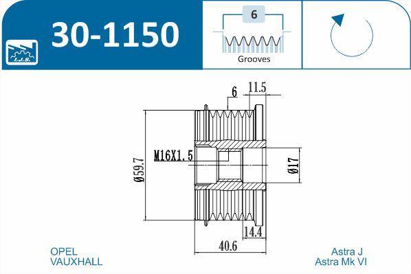 Polia do alternador IJS ref. 30-1150