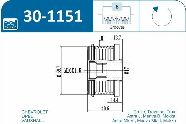 Polia do alternador IJS ref. 30-1151