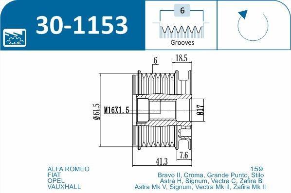 Polia do alternador IJS ref. 30-1153