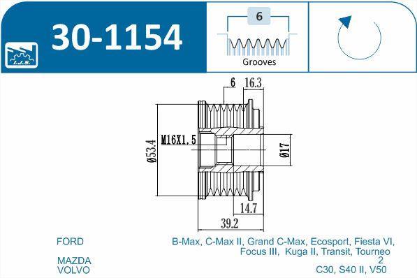Rueda libre alternador IJS ref. 30-1154