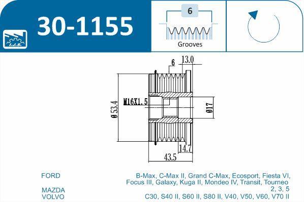 Polia do alternador IJS ref. 30-1155