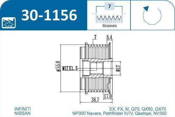 Polia do alternador IJS ref. 30-1156