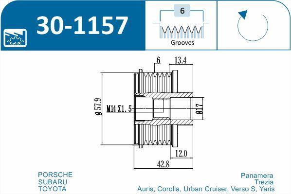 Polia do alternador IJS ref. 30-1157