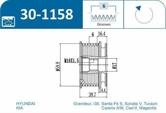 Polia do alternador IJS ref. 30-1158