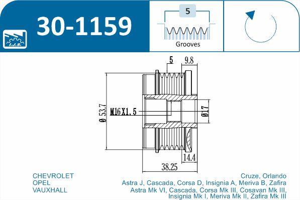 Polia do alternador IJS ref. 30-1159